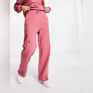 Damson Madder Cotton Doodle Joggers in Washed Pink